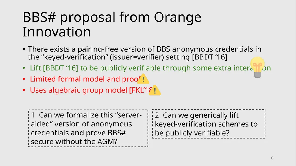 Server-Aided Anonymous Credentials Rutchathon - slide 6 of 22