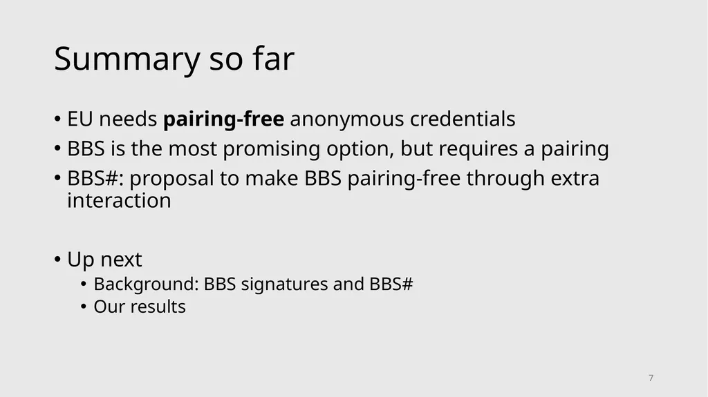 Server-Aided Anonymous Credentials Rutchathon - slide 7 of 22