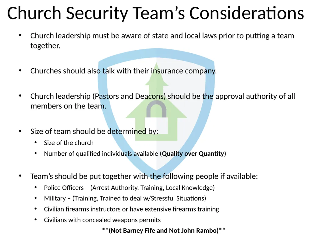 CHURCH SECURITY TEAMS By: Sam Hodges BLUF: BOTTOM - slide 13 of 27