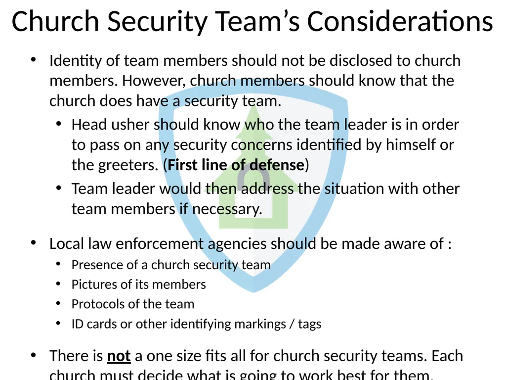 CHURCH SECURITY TEAMS By: Sam Hodges BLUF: BOTTOM - slide 14 of 27
