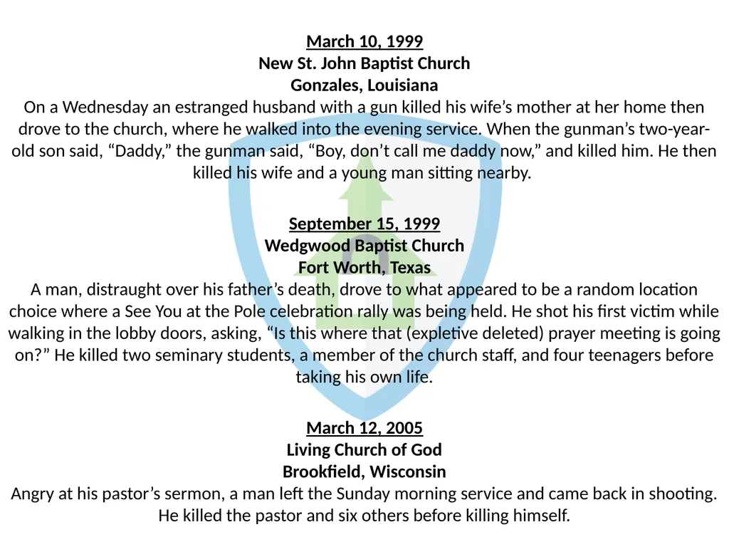 CHURCH SECURITY TEAMS By: Sam Hodges BLUF: BOTTOM - slide 6 of 27