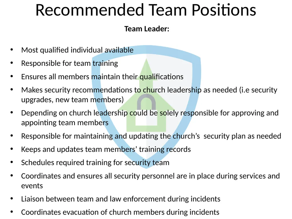 CHURCH SECURITY TEAMS By: Sam Hodges BLUF: BOTTOM - slide 17 of 27