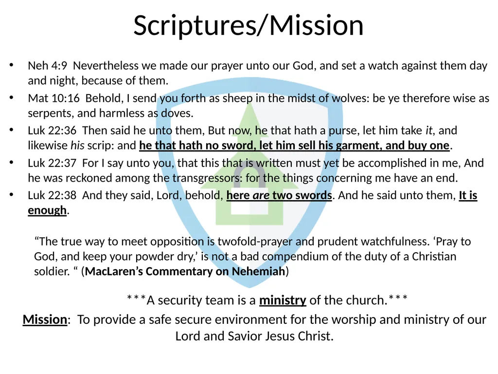 CHURCH SECURITY TEAMS By: Sam Hodges BLUF: BOTTOM - slide 4 of 27