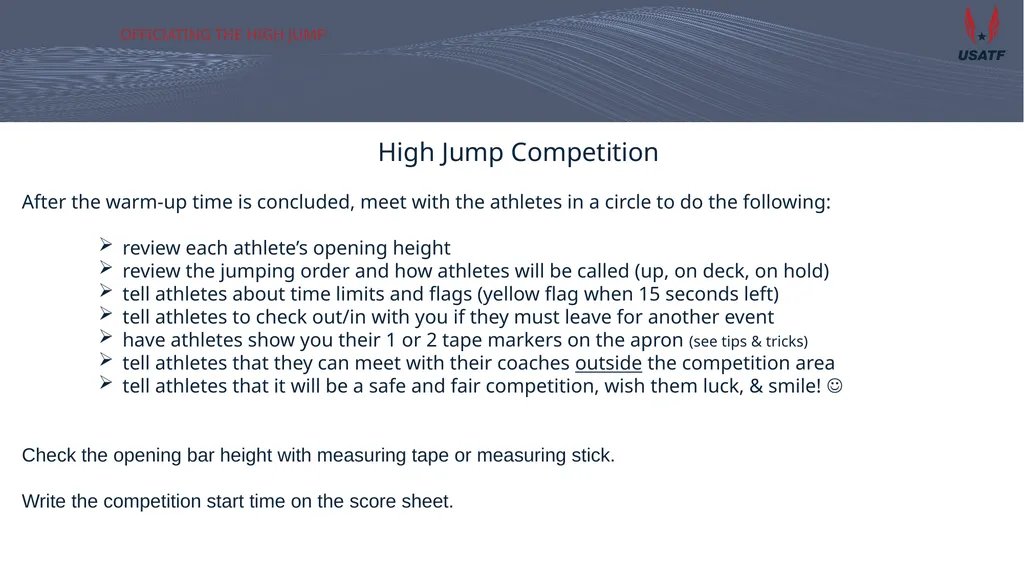 Officiating the high jump Training for San - slide 12 of 20