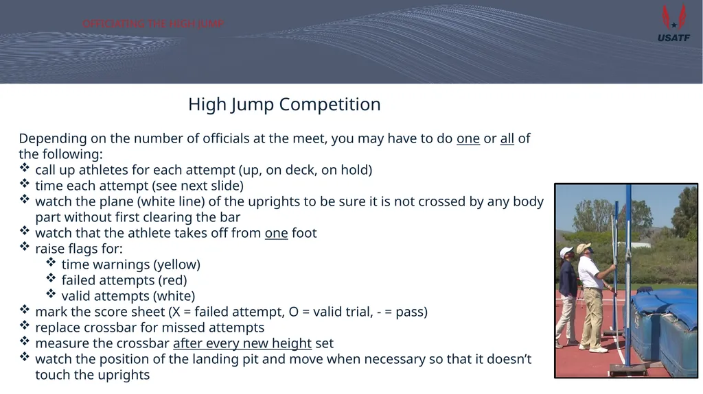 Officiating the high jump Training for San - slide 13 of 20