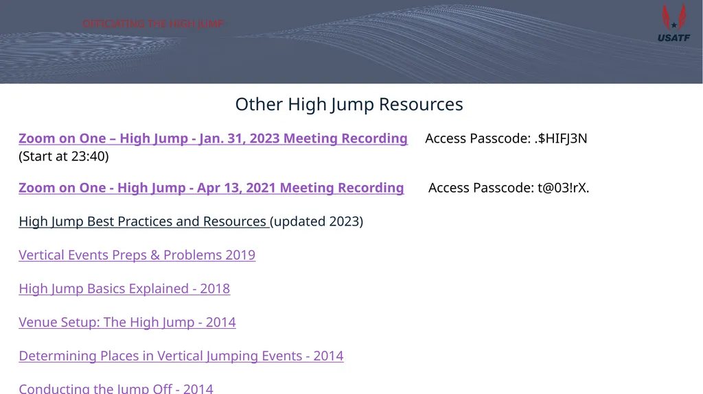 Officiating the high jump Training for San - slide 19 of 20
