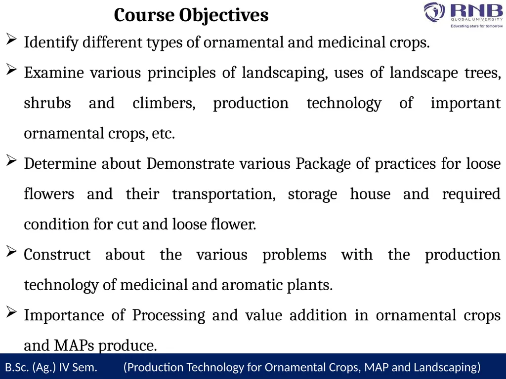 Course Name- Production Technology for Ornamental - slide 2 of 14