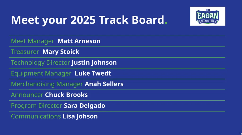 2026 EAA Track & Field Parent Meeting Meet your - slide 2 of 19