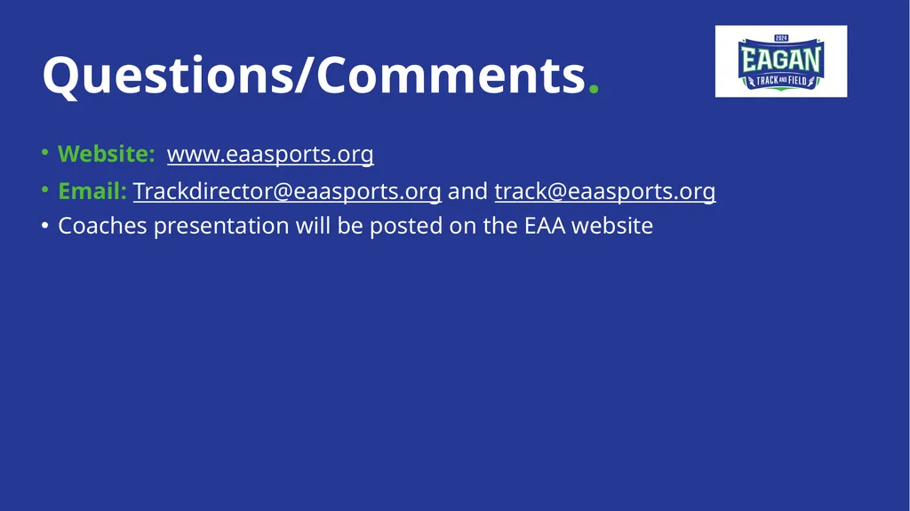 2026 EAA Track & Field Parent Meeting Meet your - slide 19 of 19