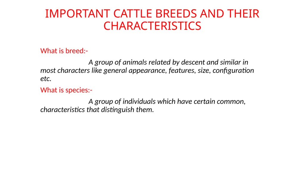 IMPORTANT CATTLE BREEDS AND THEIR CHARACTERISTICS - slide 1 of 26