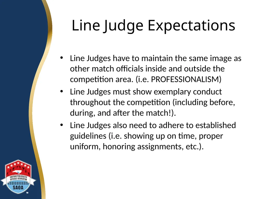 SAOA VOLLEYBALL LINE JUDGE TRAINING ©2014 Dwayne - slide 4 of 27