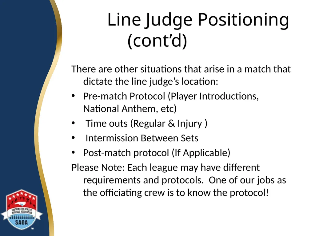 SAOA VOLLEYBALL LINE JUDGE TRAINING ©2014 Dwayne - slide 16 of 27