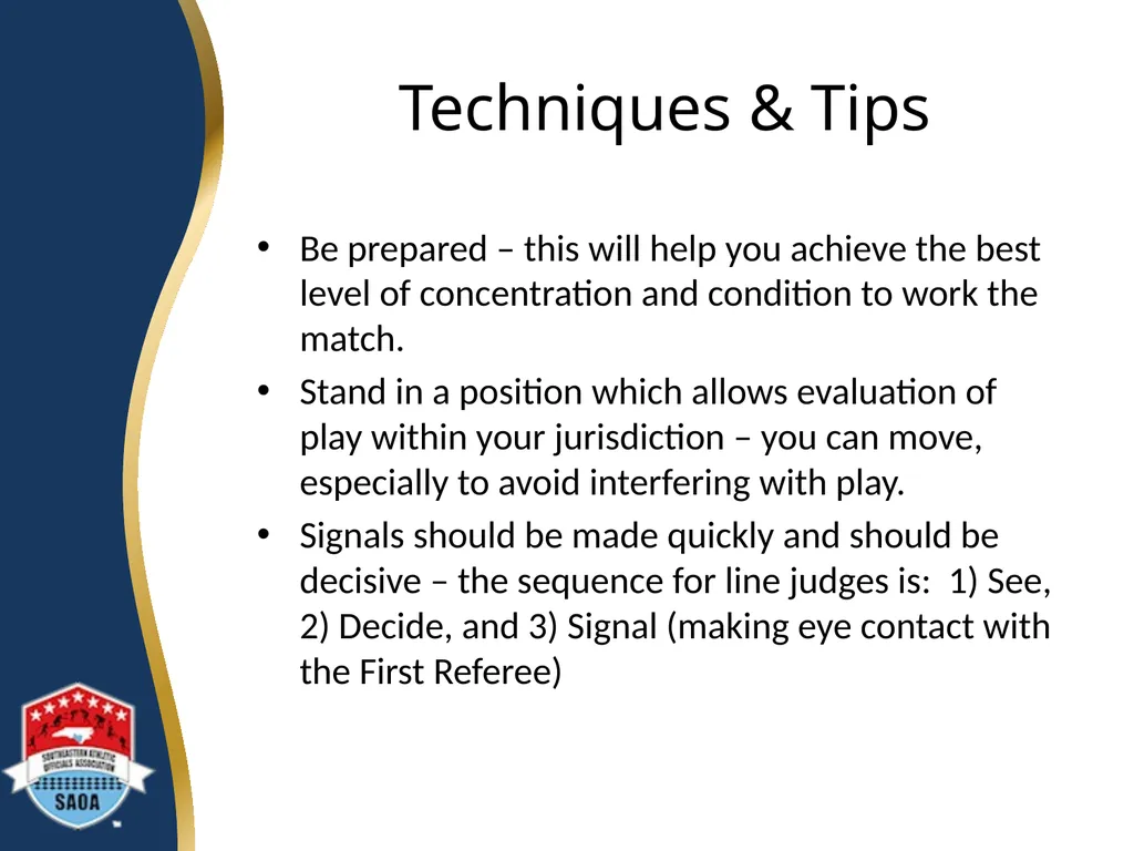 SAOA VOLLEYBALL LINE JUDGE TRAINING ©2014 Dwayne - slide 20 of 27