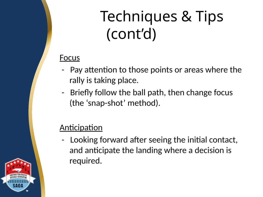 SAOA VOLLEYBALL LINE JUDGE TRAINING ©2014 Dwayne - slide 21 of 27