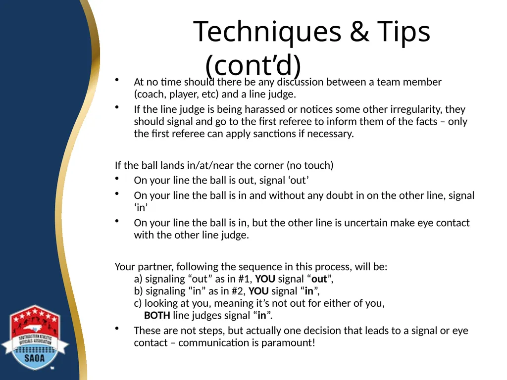 SAOA VOLLEYBALL LINE JUDGE TRAINING ©2014 Dwayne - slide 22 of 27