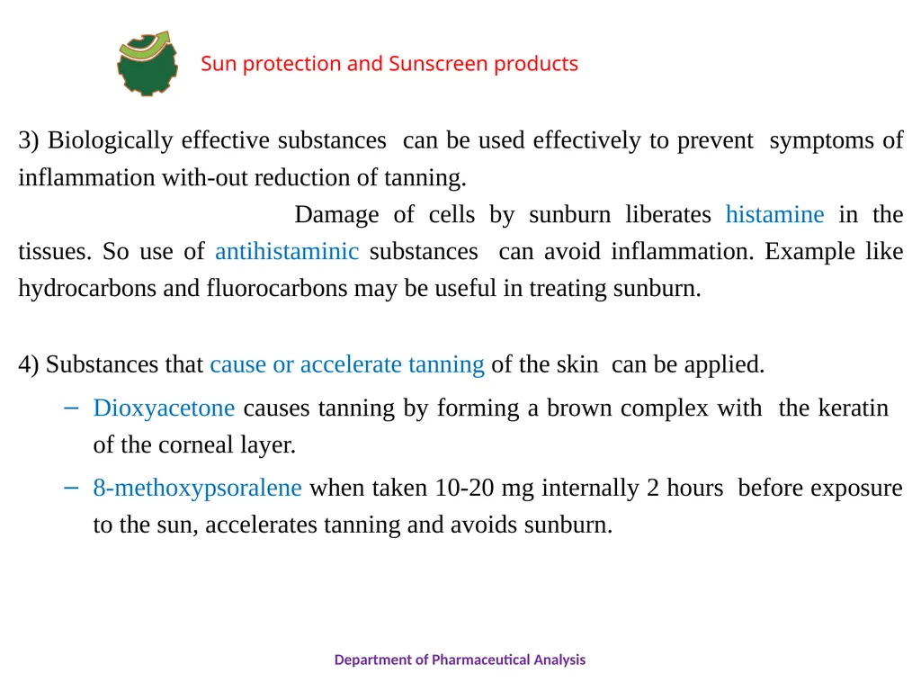 SUN PROTECTION AND SUNSCREEN PRODUCTS Department - slide 7 of 18