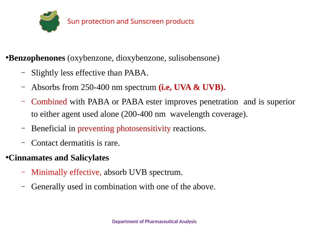 SUN PROTECTION AND SUNSCREEN PRODUCTS Department - slide 11 of 18