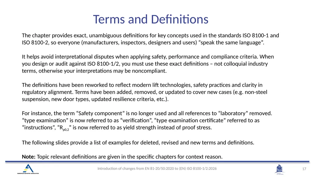INTRODUCTION OF (EN) ISO 8100-1/2:2026 Main - slide 17 of 141