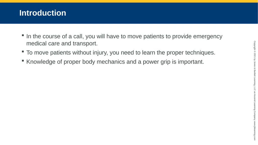 CHAPTER 8 Lifting and Moving Patients National EMS - slide 3 of 101