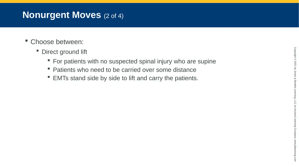 CHAPTER 8 Lifting and Moving Patients National EMS - slide 49 of 101