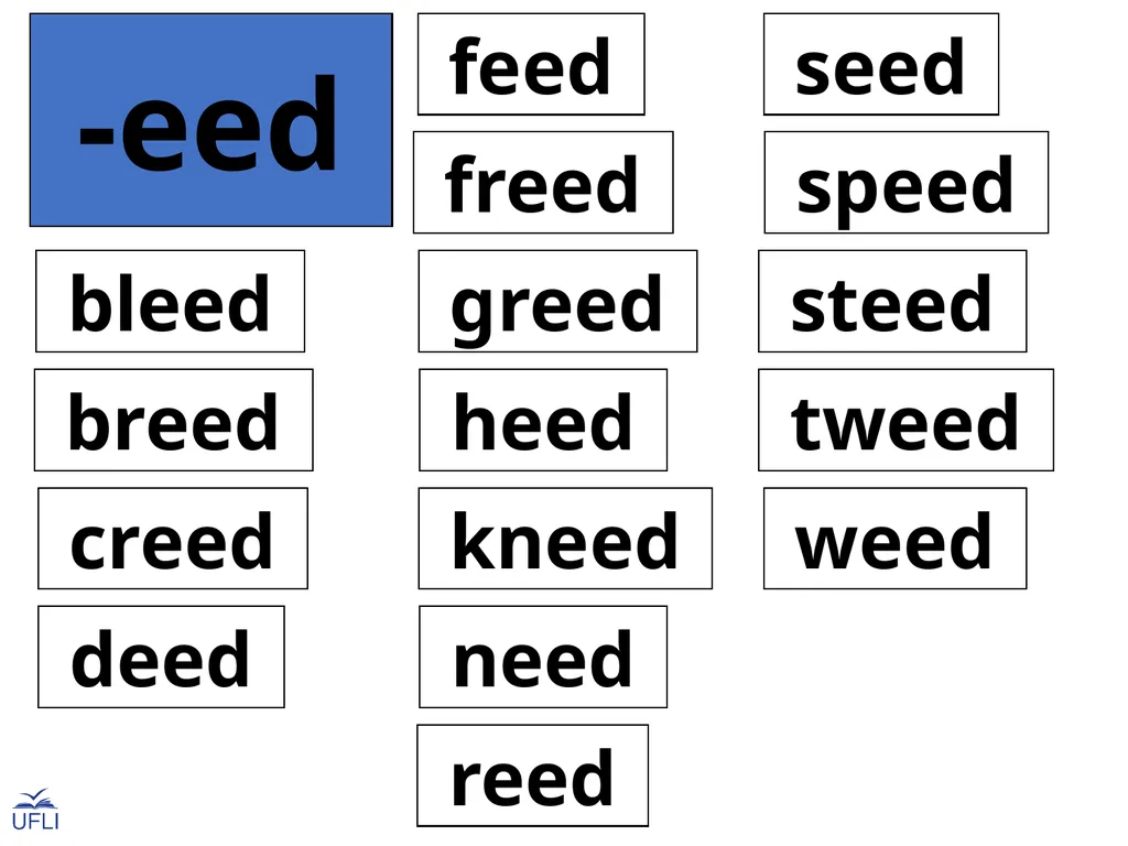 Phonogram Word Cards E Phonograms Note: Use these - slide 16 of 32