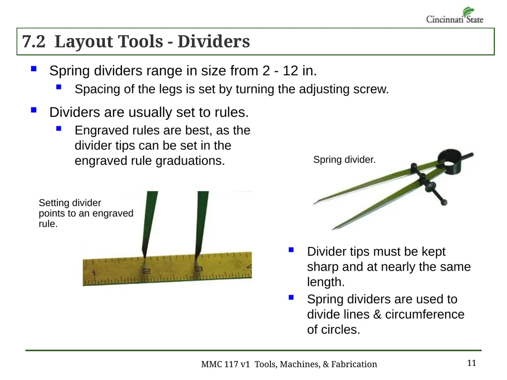 Chapter 7 – Layout Work MMC 117 Tools, Machines & - slide 11 of 29