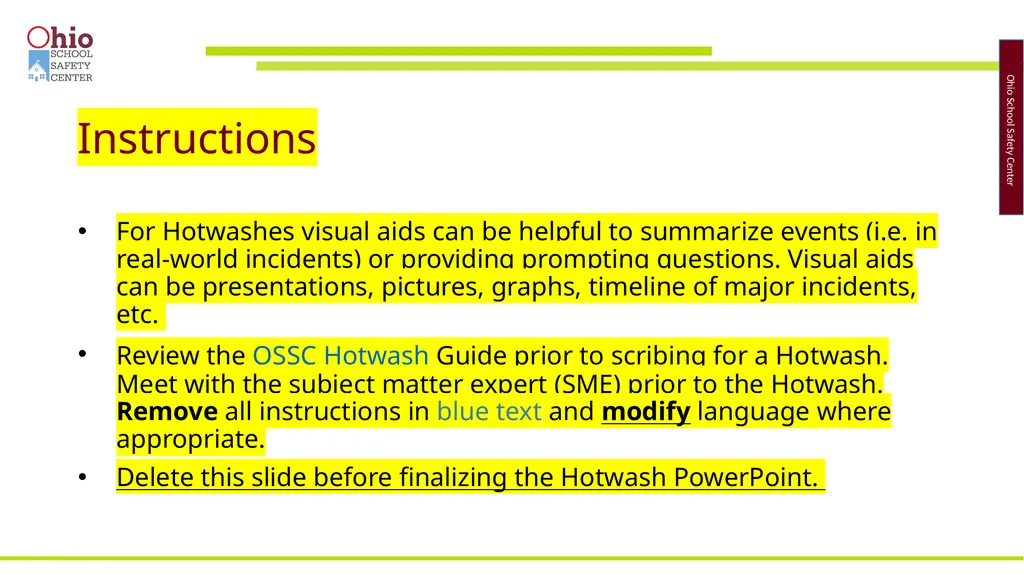 Instructions For Hotwashes visual aids can be - slide 1 of 11