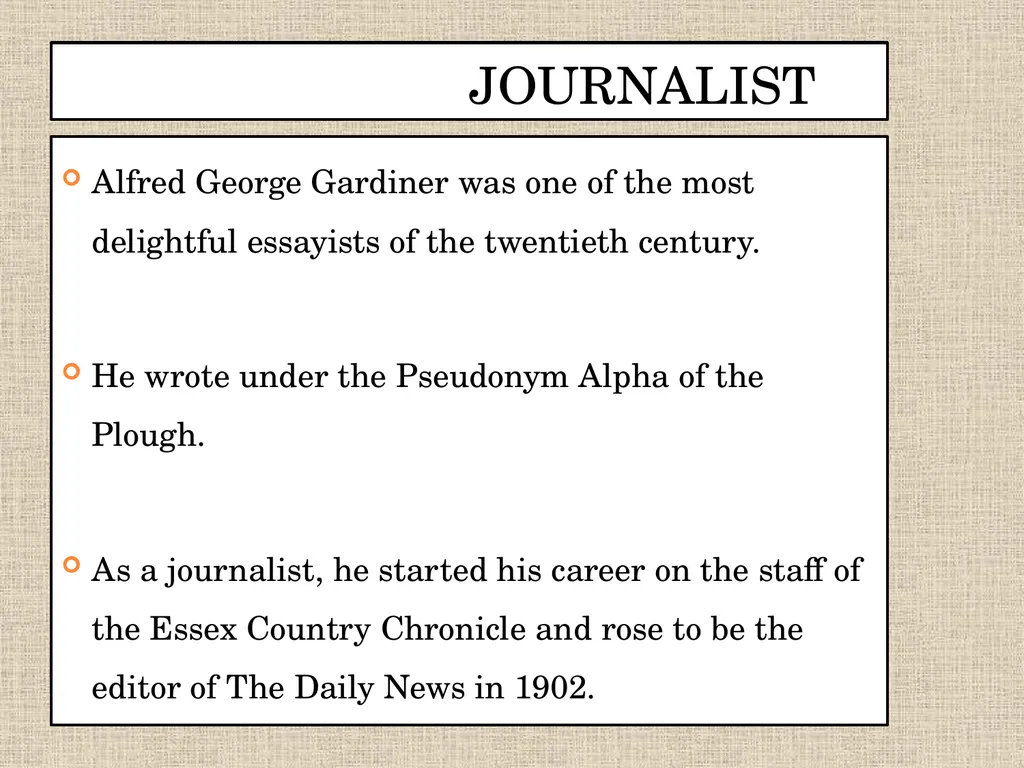INTRODUCTION JOURNALIST EDITOR GENTLE HUMOUR - slide 3 of 12
