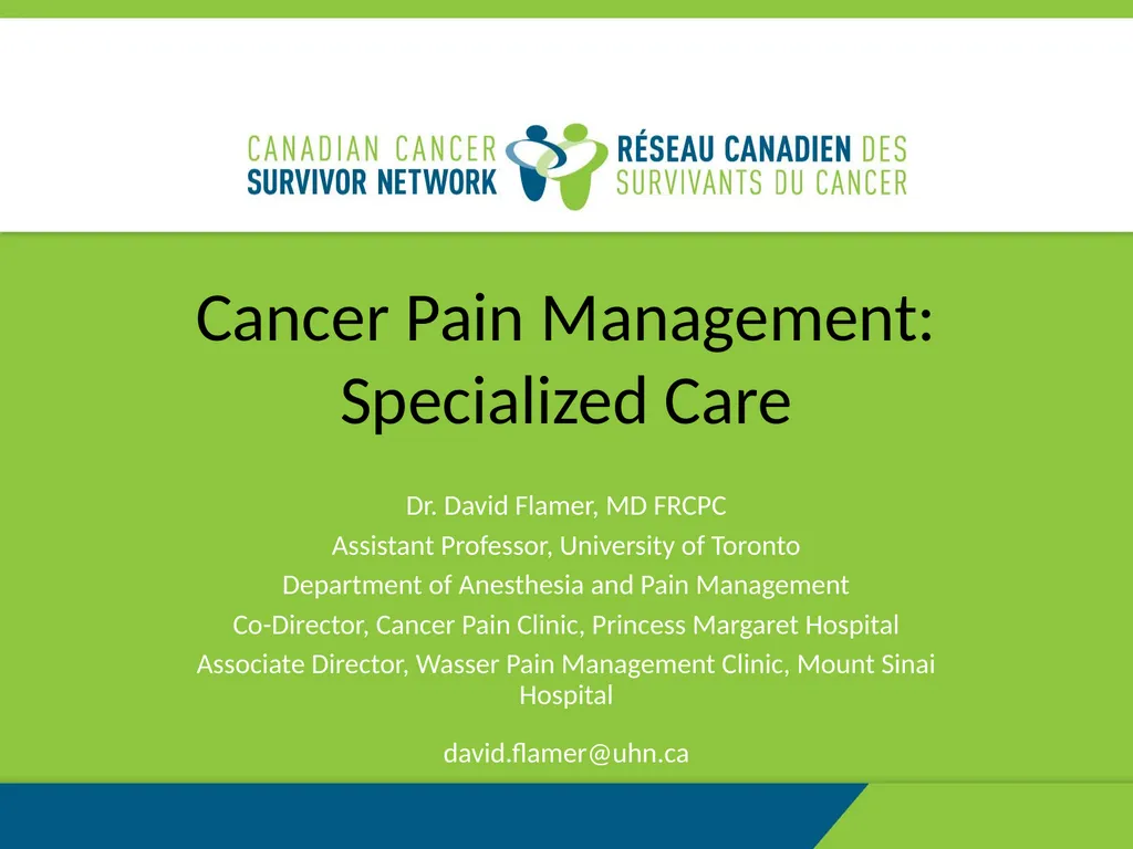 Cancer Pain Management: Specialized Care Dr. David - slide 1 of 12