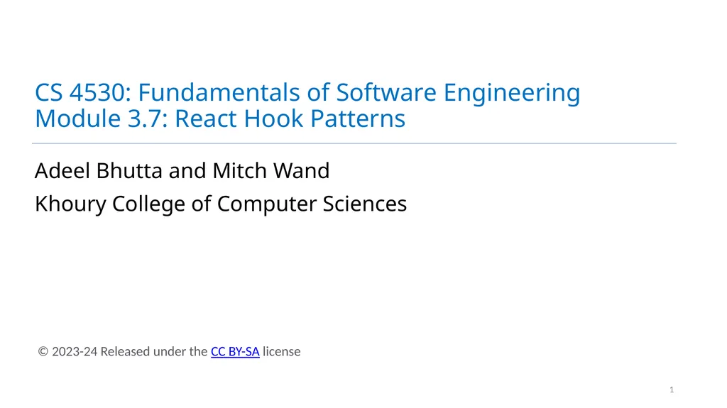 CS 4530: Fundamentals of Software Engineering - slide 1 of 36
