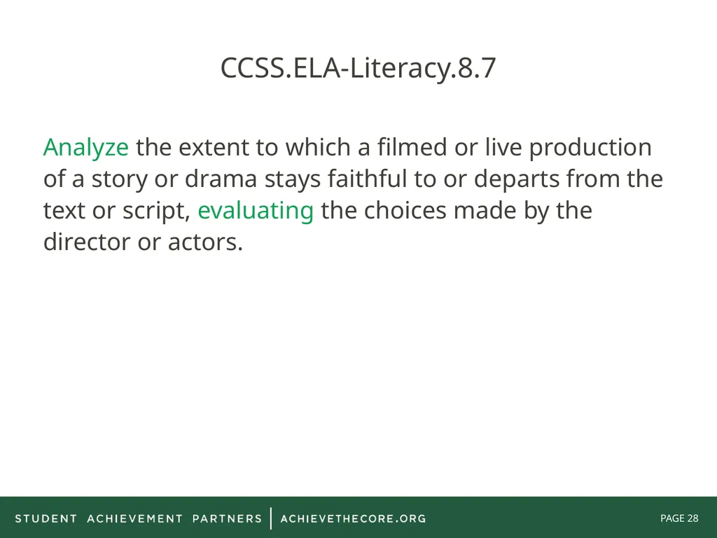 Grade 8: Common Core State Standards Alignment - slide 28 of 66