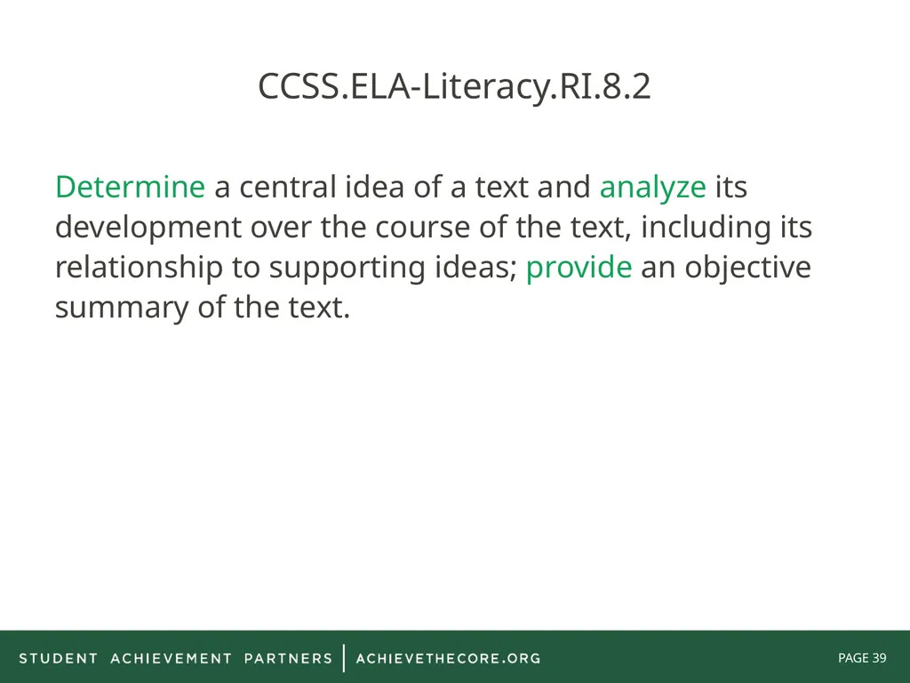 Grade 8: Common Core State Standards Alignment - slide 39 of 66