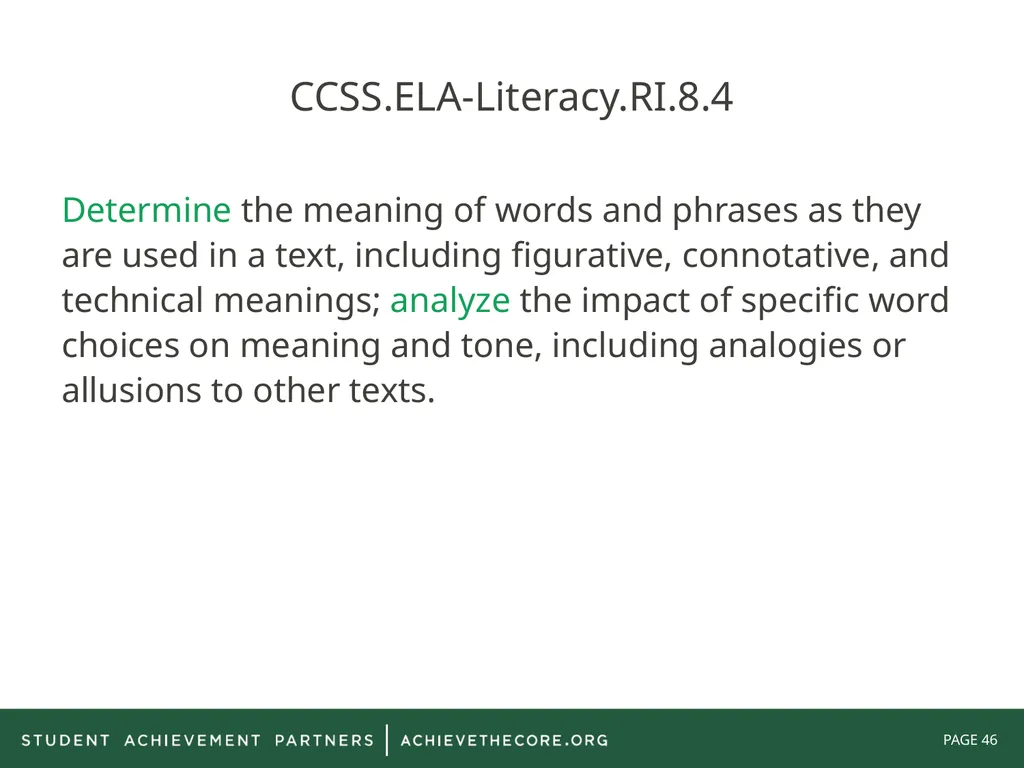 Grade 8: Common Core State Standards Alignment - slide 46 of 66