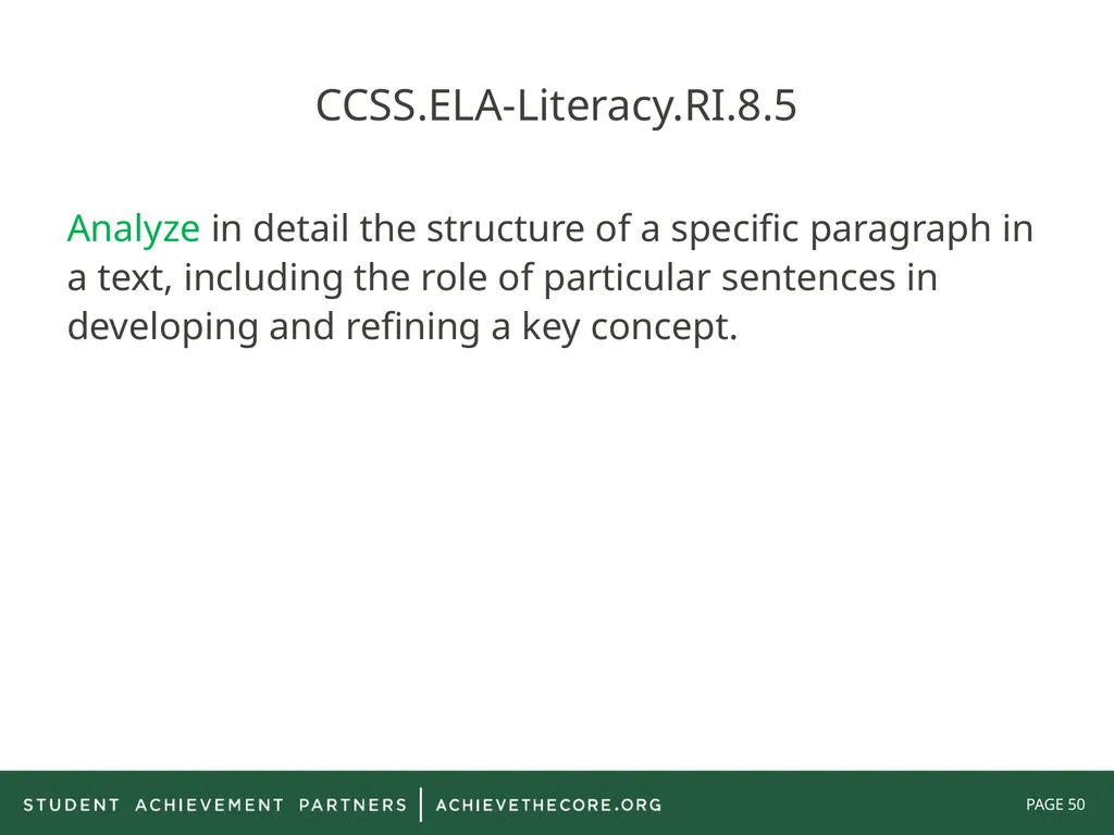 Grade 8: Common Core State Standards Alignment - slide 50 of 66