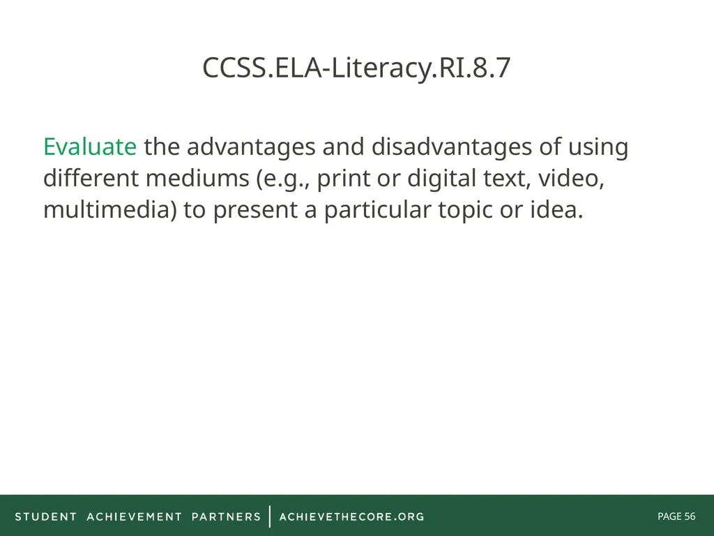 Grade 8: Common Core State Standards Alignment - slide 56 of 66