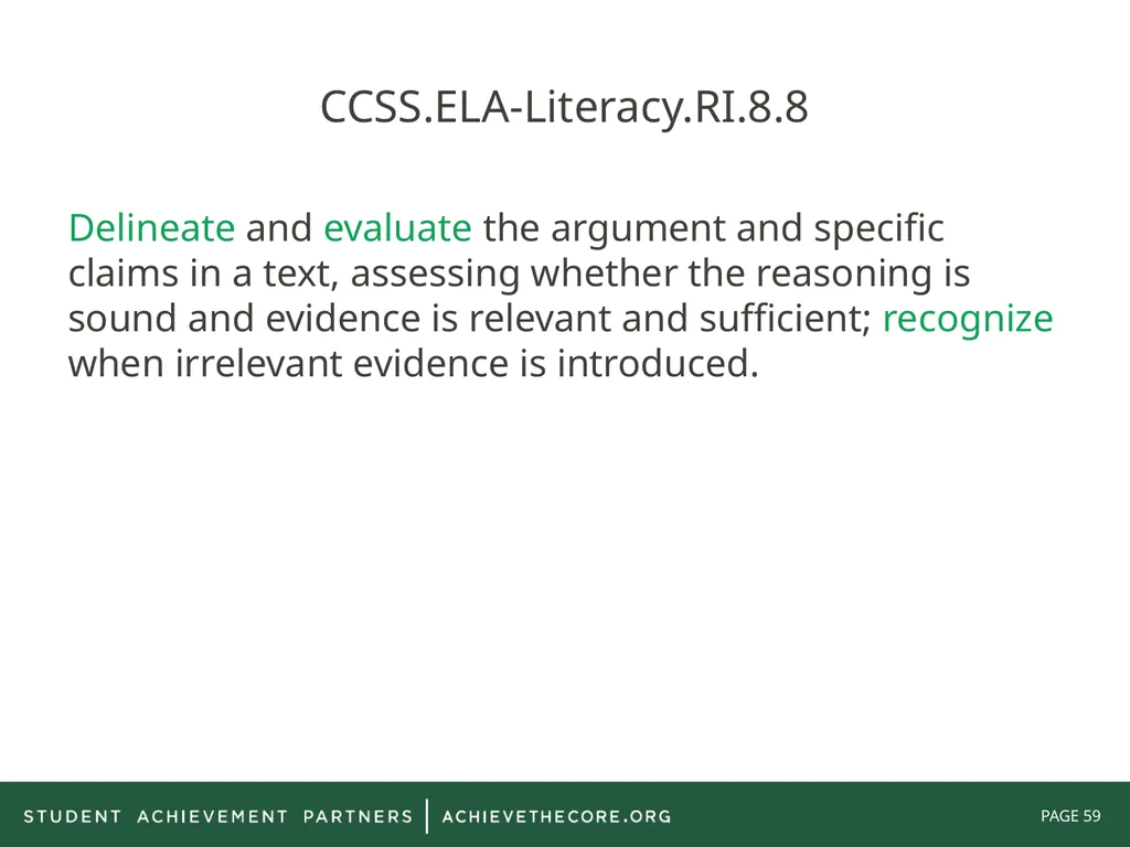 Grade 8: Common Core State Standards Alignment - slide 59 of 66