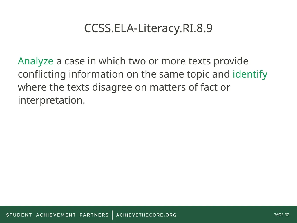 Grade 8: Common Core State Standards Alignment - slide 62 of 66