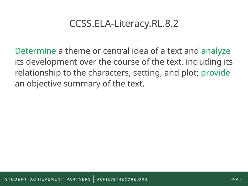 Grade 8: Common Core State Standards Alignment - slide 6 of 66