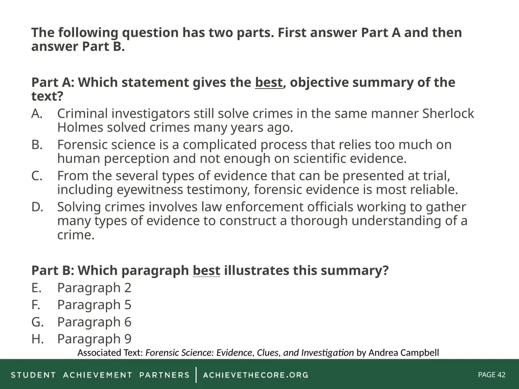 Grade 8: Common Core State Standards Alignment - slide 42 of 66