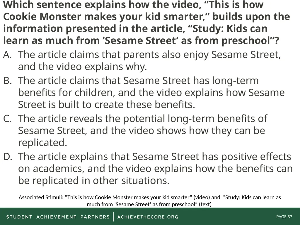 Grade 8: Common Core State Standards Alignment - slide 57 of 66
