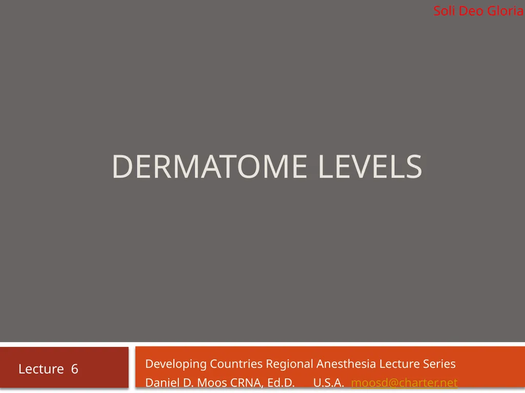 Dermatome Levels Developing Countries Regional - slide 1 of 25