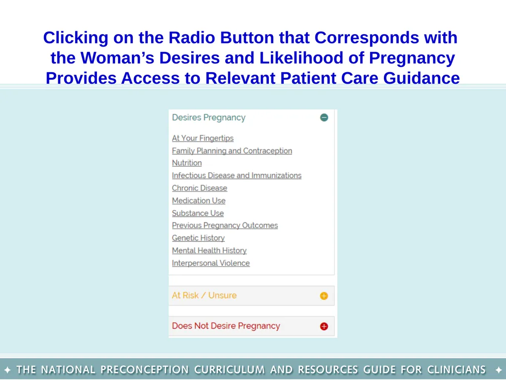 The National Preconception Care Clinical Toolkit - slide 22 of 29
