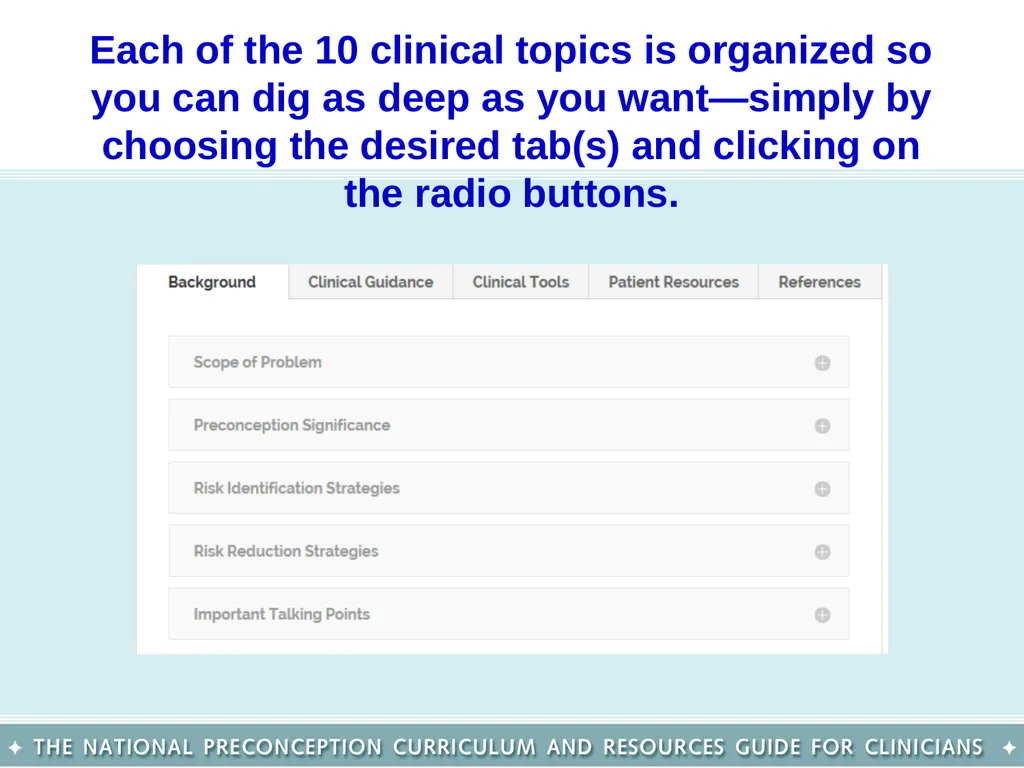 The National Preconception Care Clinical Toolkit - slide 23 of 29