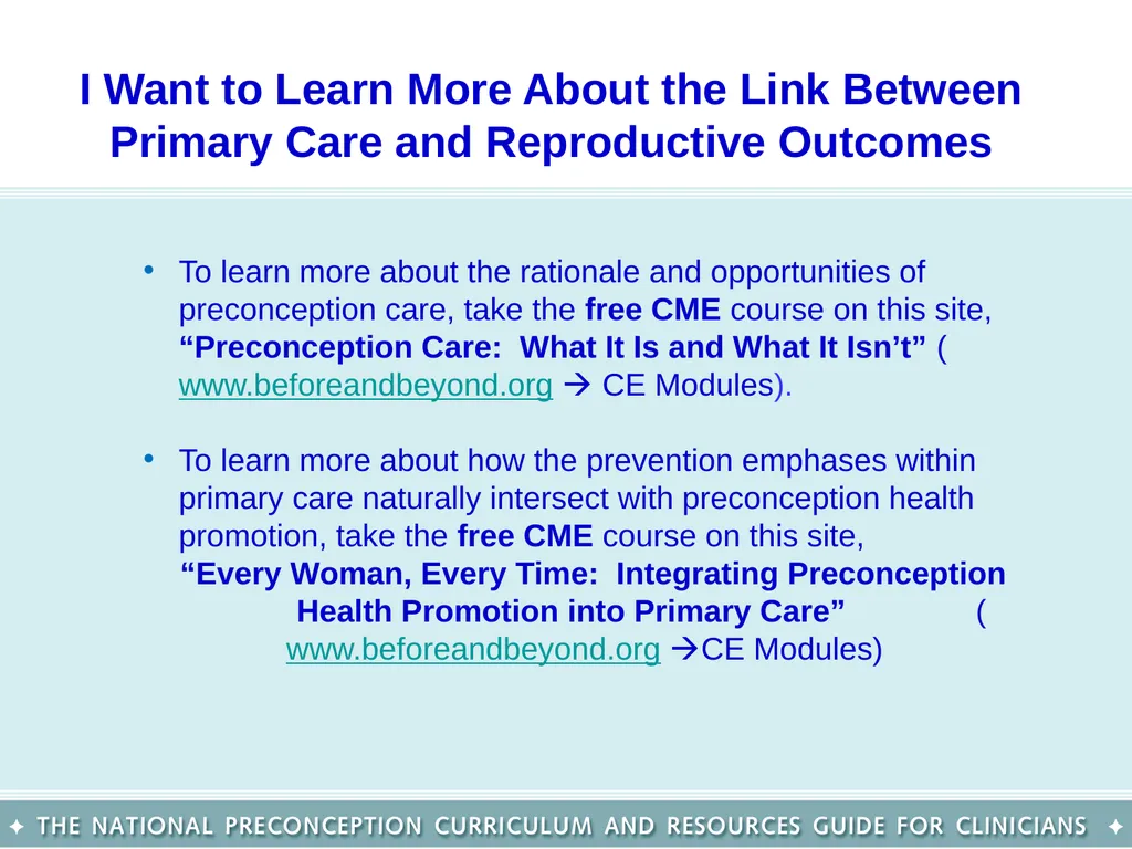 The National Preconception Care Clinical Toolkit - slide 8 of 29