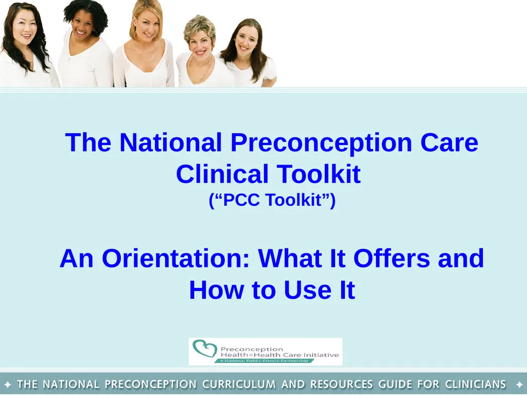 The National Preconception Care Clinical Toolkit - slide 1 of 29