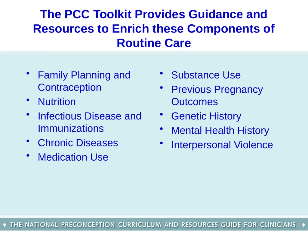 The National Preconception Care Clinical Toolkit - slide 10 of 29