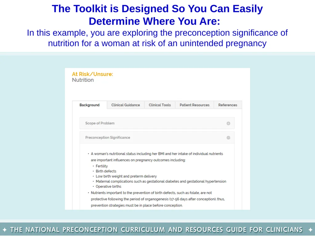 The National Preconception Care Clinical Toolkit - slide 25 of 29