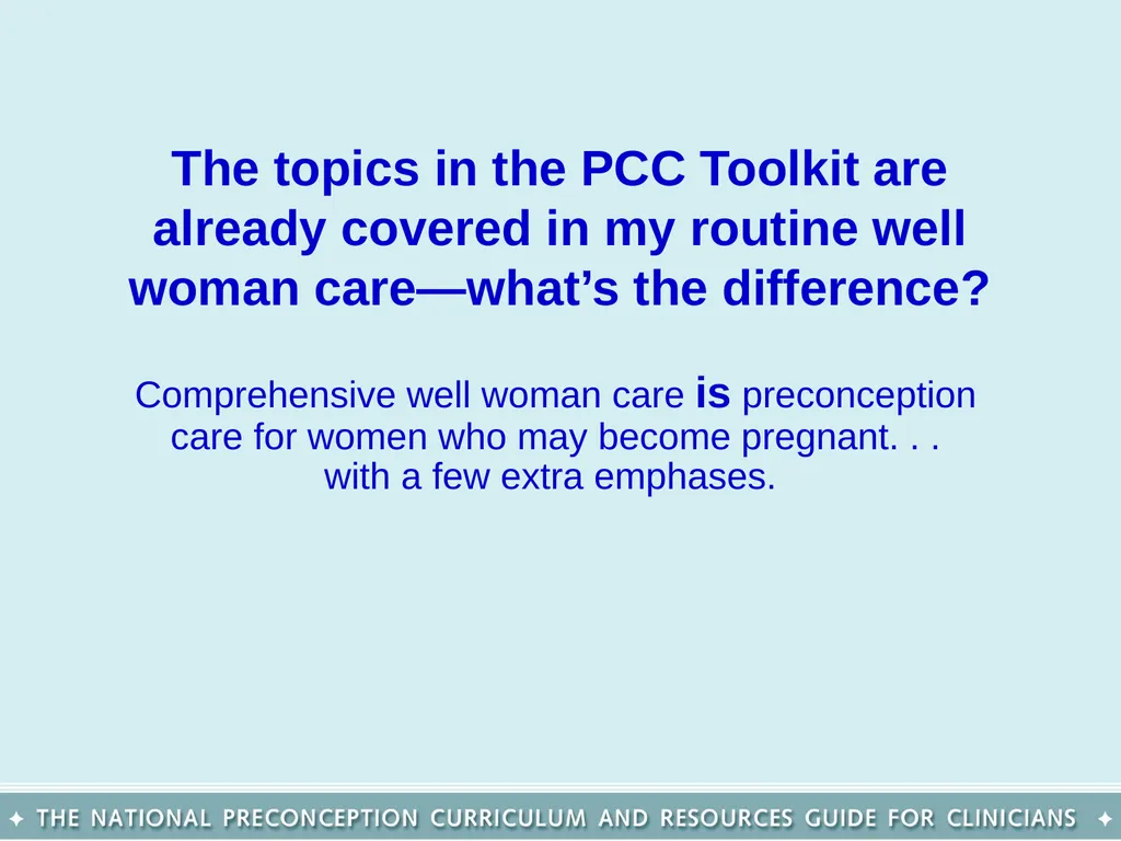 The National Preconception Care Clinical Toolkit - slide 11 of 29