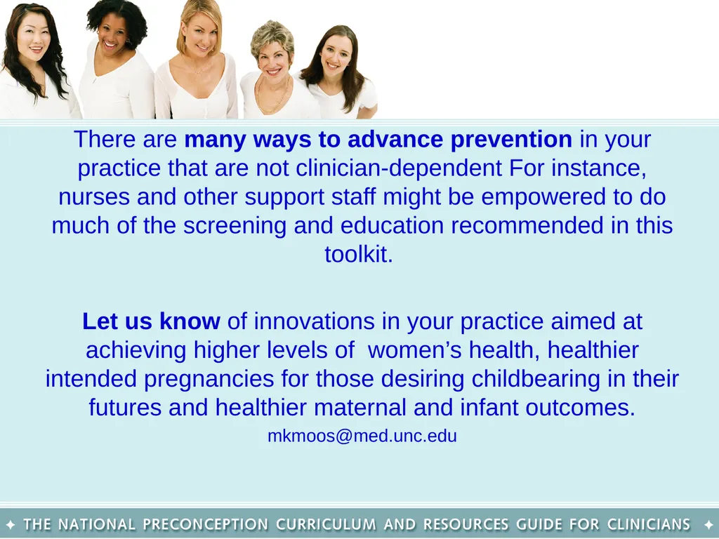 The National Preconception Care Clinical Toolkit - slide 29 of 29