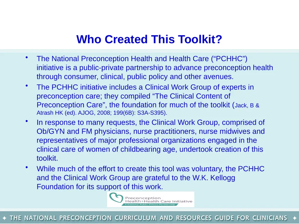 The National Preconception Care Clinical Toolkit - slide 5 of 29